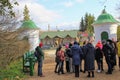 Children`s excursion group in the estate of Count Leo Tolstoy in Yasnaya Polyana in October 2017