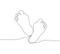 Children s feet, memory print one line art. Continuous line drawing of child, children s legs, tenderness, childhood