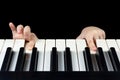 Children`s fingers press the piano keys Royalty Free Stock Photo