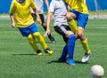 An interesting football moment at the match and training, the active struggle of the boys' soccer match