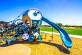 Children`s Futuristic Playground Equipment At Free Public Park