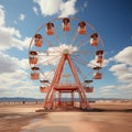 Children\'s game Ferris wheel with a classic and artistic color concept on a mountain background