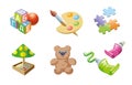 Childrens games icons set Royalty Free Stock Photo