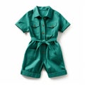Handcrafted Teal Romper In The Style Of Petrina Hicks