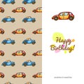 Children's greeting card funny color colorful cars