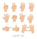 Children`s hand. Different gestures.