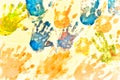 Children's hand painting