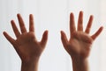 Children`s hands raised up, isolated on a white background Royalty Free Stock Photo