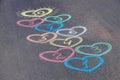 Children\'s hopscotch game on the pavement. selective focus