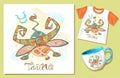 Children`s horoscope icon. Zodiac for kids. Taurus sign . Vector. Astrological symbol as cartoon character