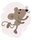 Children\'s illustration of animals, cute dancing gray mouse. Print for children, kids bedroom decor, postcard