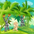 Children's illustration with a happy teddy bear in the jungle Royalty Free Stock Photo