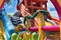 Children`s inflatable attraction with a springboard