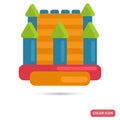 Children`s inflatable trampoline color icon in flat design