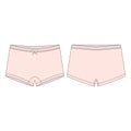 Children`s knickers. Mini-short knickers in light pink color on white background. Women panties
