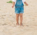 Children`s legs in summer shoes made of genuine leather Royalty Free Stock Photo