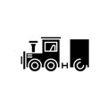 Children`s locomotive black icon, vector sign on isolated background. Children`s locomotive concept symbol, illustration