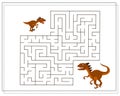 Children's logic game go through the maze. Help the baby dinosaur to pass the maze, dinosaurs. Vector