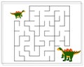 Children's logic game go through the maze. Help the baby dinosaur to pass the maze. Vector