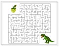 Children's logic game go through the maze. Help the baby Tyrannosaurus to pass the maze, dinosaurs. Vector