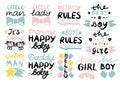 13 children s logo with handwriting Little man,lady, Girls, boys rules, Mommy, Daddy happy baby, Hello, It s twins.