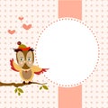 Children`s lovely frame owl, vector illustration. Cover