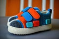 Children`s low top shoes. Kids fashionable sneakers made of felt. generative ai. Colorful baby shoes with velcro strap Royalty Free Stock Photo