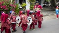 Children`s marching band, learning about togethernesss Royalty Free Stock Photo