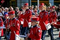 Children`s marching band parade on Norwegian Constitution Day in Oslo, Norway