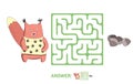 Children`s maze with squirrel and nuts. Puzzle game for kids, vector labyrinth illustration.
