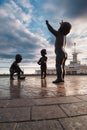 Children\'s Monument to the Founders of Kiev - Kiy, Schek, Horiv. Monument installed on Poshtova Square in Kiev Royalty Free Stock Photo