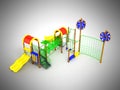 Children`s motley playground green 3d render on a gray backgroun