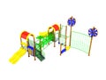 Children`s motley playground green 3d render on a white backgrou