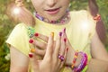 Children`s multicolored manicure. Royalty Free Stock Photo