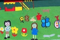 Children's painting on a wall. Royalty Free Stock Photo