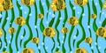 Children`s pattern for clothes with fish. Underwater world background seamless. Design of children`s textiles, wallpapers and Royalty Free Stock Photo