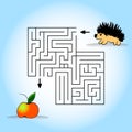 Children s picture - help to find a hedgehog apple. Vector illustration. Hand drawing