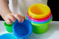 Children`s plastic cups Royalty Free Stock Photo