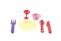 Childrens plastic tableware toys Royalty Free Stock Photo