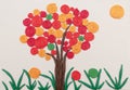 Children s plasticine craft made by a child. Tree and sun Royalty Free Stock Photo