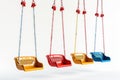 Children's playground equipment with colorful slides and swings on a white background Royalty Free Stock Photo