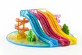 Children's playground equipment with colorful slides and swings on a white background Royalty Free Stock Photo