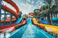 Children's playground equipment with colorful slides and swings on a white background Royalty Free Stock Photo