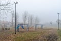 Children`s playground with fog
