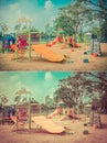 Children's playground leftover in vintage color set