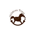 Children`s playground logo with toy horse symbol Royalty Free Stock Photo