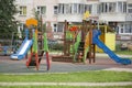 Children`s Playground in the yard. Arrangement of a Playground on the street