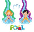 Children's Pool Party on background.