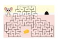 Children s puzzle game. Help the mouse find the cheese and get out of the maze. Color illustration Royalty Free Stock Photo