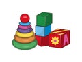 Children s Pyramid, Cubes First Baby Constructors Royalty Free Stock Photo
